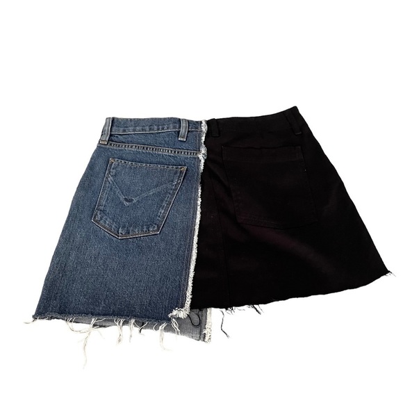 Hudson Jeans Skirt Denim and Twill Wraparound Blue Black Mini Jean Skirt Size 28 - Picture 4 of 16